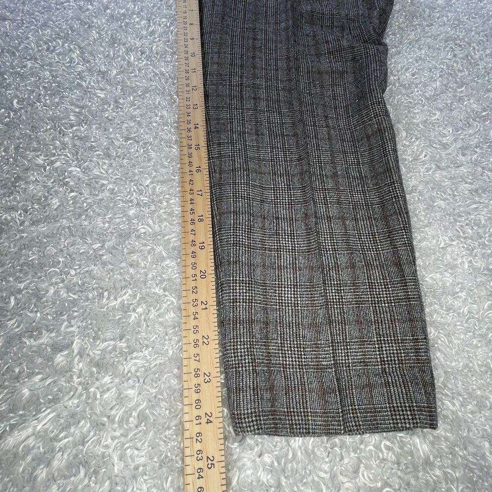 Theory Treeca 2 Maple Traceable Wool Pants 14 Gray Plaid Tapered Crop Trousers - Picture 6 of 14